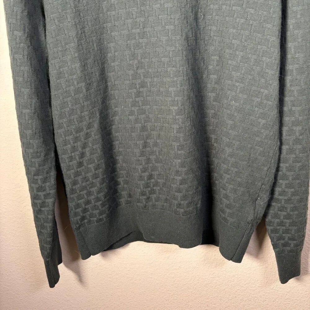 Ted Baker Sweater Men's 2 Pullover Knit Woven Green Casual Wool Blend